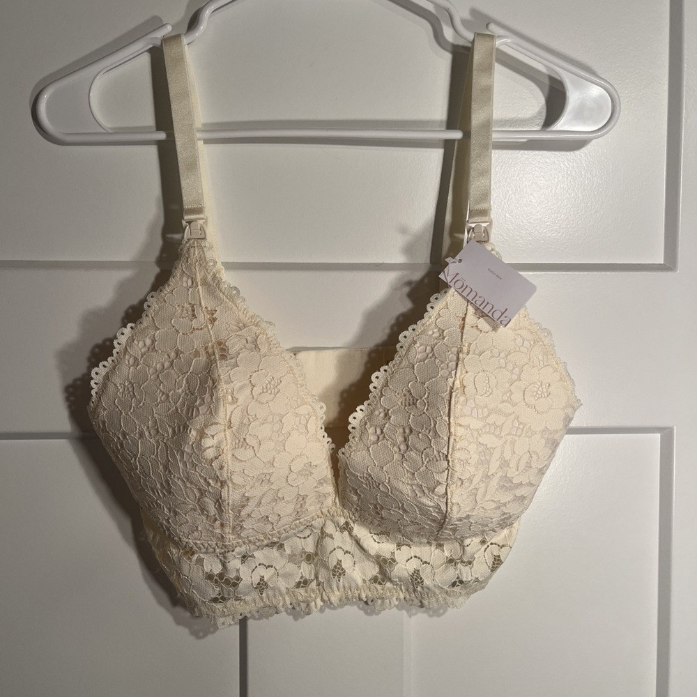 NWT Mōmanda Lacy Nursing Bra Lightly Lined Ivory Size 40D